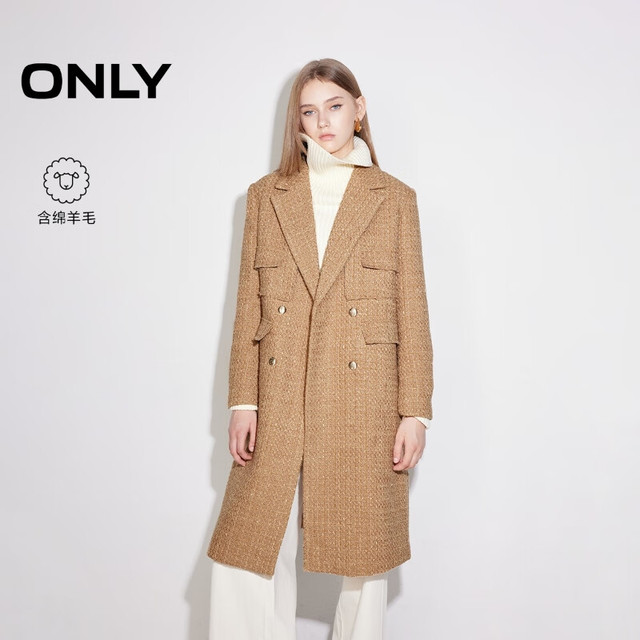 ONLY 冬季 女士中长款毛呢大衣 12446U001