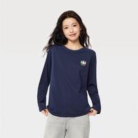 佐丹奴 2025年秋冬纯棉小动物主题刺绣女士T恤圆领针织长袖T恤女款