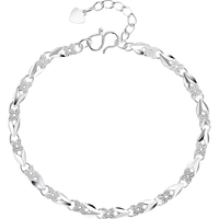 ALLOVE足银四叶草手链女士爱心手环首饰品520