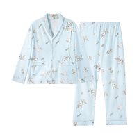 ROVO纯棉月子服秋冬产后孕妇哺乳睡衣A类怀孕期产妇家居服套装 【四季180克】森系月季花(适用于15℃-23℃)