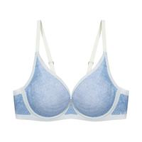 爱慕·创【江疏影同款】内衣女全罩杯薄款大胸显小大罩杯透气洞洞文胸 蓝色印花YH8 B80