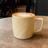 华青格陶瓷杯马克杯高颜值水杯创意办公室女士喝水杯咖啡杯子 浮雕色釉水杯米黄色