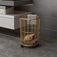 北欧ins风简约脏衣篮铁艺收纳篮 家用轻奢脏衣服收纳筐浴室洗衣娄 金色圆锥形脏衣篮