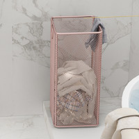 北欧ins风简约脏衣篮铁艺收纳篮 家用轻奢脏衣服收纳筐浴室洗衣娄 四方形玫瑰金脏衣篮55*25*25