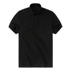 布先生 T恤休闲经典polo男士干爽亲肤纯棉翻领纯色短袖打底衣服 AT10469 黑色 L/175