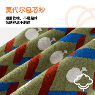 棉花堂（cottontown）【抗静电】棉花堂儿童宽松保暖毛衣男童女童宝宝复古套头针织衫 绿色 140 140/68