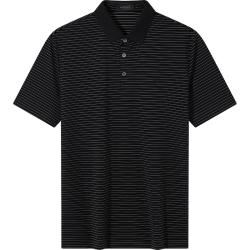 SEVEN 条纹短袖polo衫男夏季时尚百搭中青年舒适弹力翻领上衣0880 黑色 M