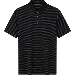 SEVEN 条纹短袖polo衫男夏季时尚百搭中青年舒适弹力翻领上衣0880 黑色 M