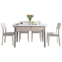 QuanU 全友 餐桌椅组合折叠可伸缩两用岩板餐桌(1.3m款)+28A餐椅*4