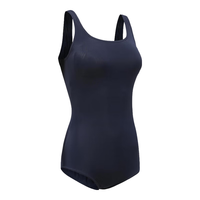 迪卡侬泳衣泡温泉女士连体游泳衣显瘦抗氯大码泳装深藏青色4230021