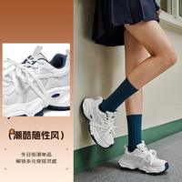 卡帕 女鞋厚底老爹鞋子女2025秋冬透气百搭跑步鞋休闲运动鞋女 经典白/海昌蓝 40