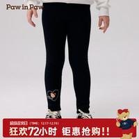 PawinPaw卡通小熊童装秋冬女童加绒针织裤休闲打底裤舒适 Black黑色/19 120 cm