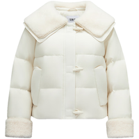 森马（Semir）羽绒服女冬季拼接毛领大翻领80绒子宽松2025新款温柔甜美上衣 白色调（白鸭绒）00311