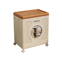 好太太脏衣篮家用带滑轮可移动折叠收纳大容量浴室卧室多功能收纳篮子 【奶白中号】 37.5*20*49cm