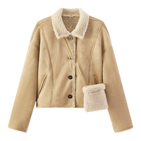 森马（Semir）外套女冬季斜挎包分割仿麂皮仿羊羔毛2025巴恩风翻领夹克 咖黄色调00353 S