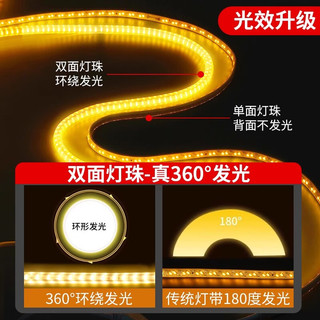 LABOT拉伯塔双面圆形暖光灯带led灯条220v超亮户外防水屋檐外墙夜景氛围灯 120灯【15米】360°双面发光 【白光】送全套配件