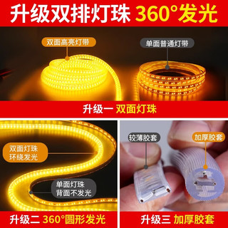 LABOT拉伯塔双面圆形暖光灯带led灯条220v超亮户外防水屋檐外墙夜景氛围灯 120灯【15米】360°双面发光 【白光】送全套配件