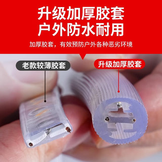 LABOT拉伯塔双面圆形暖光灯带led灯条220v超亮户外防水屋檐外墙夜景氛围灯 120灯【15米】360°双面发光 【白光】送全套配件