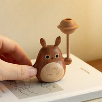木易 龙猫摆件实木质小风汽车载饰品工位桌面可爱六一圣诞节礼物男女生 小号龙猫-铃铛扩香器