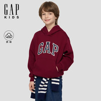 盖璞(GAP)男女童2025秋季新款发泡印logo抓绒连帽卫衣儿童装上衣