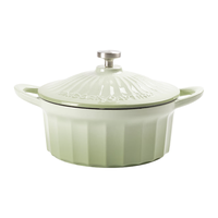 鼎时珐琅锅铸铁锅炖煮锅煲汤辅食焖煮锅煎炒锅微压锅22cm绿色炖锅 仙草绿 22cm