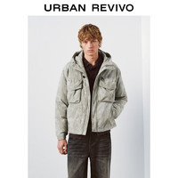 UR2025冬季男装潮流户外连帽晕染印花羽绒服UUV150009 冷灰 XL