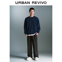 UR2025秋季男装潮流休闲字母圆领宽松卫衣UMY450093+ 墨蓝 L