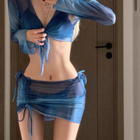 OMOM 2025春夏时尚Bikini性感辣妹比基尼围裙式四件套 YGE2577