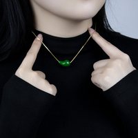 leqiyuan 珐琅项链女新款绿色葫芦易搭配轻奢小众时尚简约