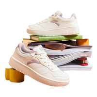 ANTA安踏女鞋板鞋春季简约百搭平底小白鞋轻质休闲运动鞋鞋子女 象牙白-4 40