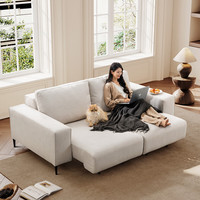 芝华仕（CHEERS）无仓储|头等舱猫抓绒布艺沙发床电动多功能直排30661白2.18M双