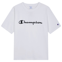 Champion 冠军短袖2024春夏男复古草写logo印花纯棉T恤女美式 白色 S