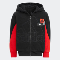 adidas 儿童 LK Q4 FAB JKT 抓绒保暖运动连帽外套HM5200 黑/红 A104