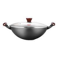 康巴赫真轻巧铸铁炒锅无涂层氮化防锈平底大容量炒菜锅电磁炉燃气通用 40cm双附耳铸铁锅 40cm