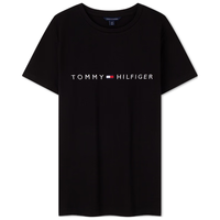 TOMMY HILFIGER24春季女装纯棉休闲通勤刺绣合身打底短袖T恤76J4880 黑色BDS XS （：80-100斤）