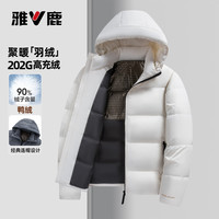 雅鹿【高充绒量202G】羽绒服男士短款连帽2025冬季加厚面包服外套 蓝灰色 4XL /195