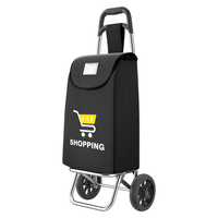 百草园买菜手拉车购物车拉杆家庭用拖车老年人出行便携车可折叠大容量 【简约更轻便】-黑色