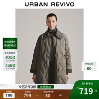 UR UR2025冬季女装气质撞色拼接菱格绗缝羽绒服UWM150085 深灰 M