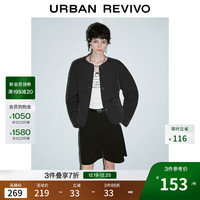 UR UR2025秋季女装简约菱格绗缝单排扣棉服UYY150049 黑色 XL