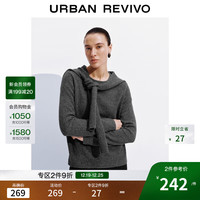 UR UR2025冬季女装气质系带披肩假两件圆领针织衫UWM950122 冷灰 S