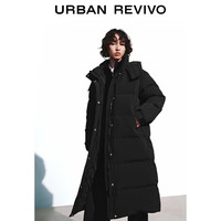 UR2025冬季女装休闲简约连帽绗缝长款羽绒服UYY150060 黑色 (偏宽松) XS