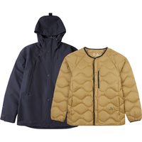 伯希和山系露营羽绒冲锋衣男女三合一春秋外套鹅绒内胆防水夹克登山服 曜石黑【男女同款】/鹅绒两件套 M