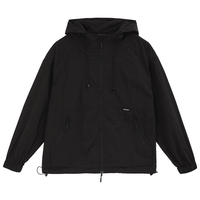 BD.POWER UP+轻量户外梭织高领连帽外套男机能风简约印花运动外套男宽松 黑色 L 70-80kg