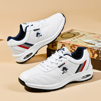 真牛皮革拼接圆头胶粘时尚休闲鞋软底潮流防滑减震