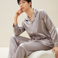 桑蚕丝22 Mumi厚重男式睡衣春夏宽松丝绸家装金桑塔