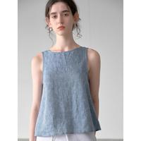 清凉外穿纯亚麻背心为妇女夏季外穿吊带，休闲优雅的无袖上衣为妇