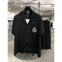 冰丝睡衣男士2023年夏季新薄款高级感印花家居服休闲宽松短袖套装