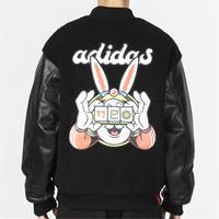 adidas NEO 立领夹克男女同款运动宽松训练摇粒绒外套保暖上衣