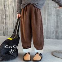 男童女童加绒冬季儿童一体绒休闲裤中大童加厚老爹裤