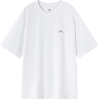 Semir 森马 凉感抗菌短袖T恤男2024夏时尚字母印花上衣简约百搭休闲 漂白10007 160/80A/XS